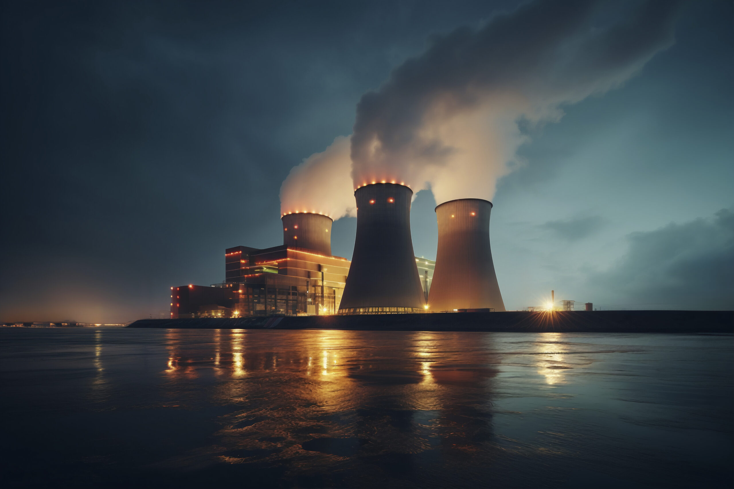 view-nuclear-power-plant-with-towers-letting-out-steam-from-process